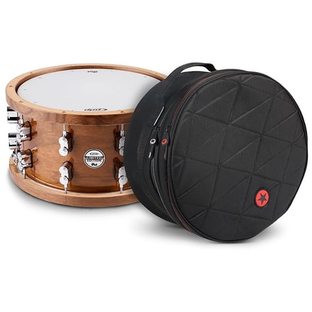 Limited-Edition Dark Stain Walnut and Maple Snare With Walnut Hoops and Chrome Hardware and Road Runner Bag