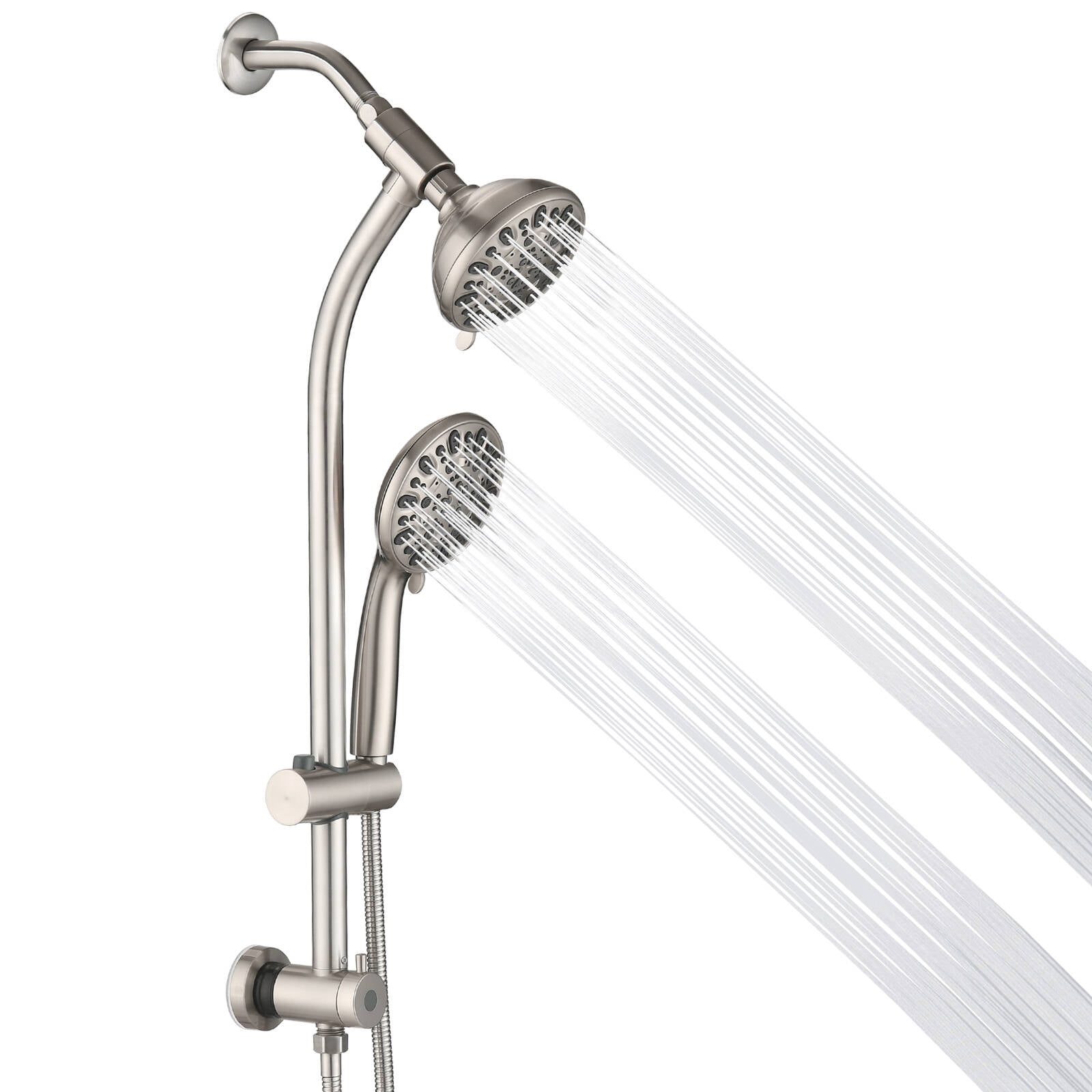 PDPBath 48 Setting Adjustable Shower Head Combo, Stainless Steel Slide