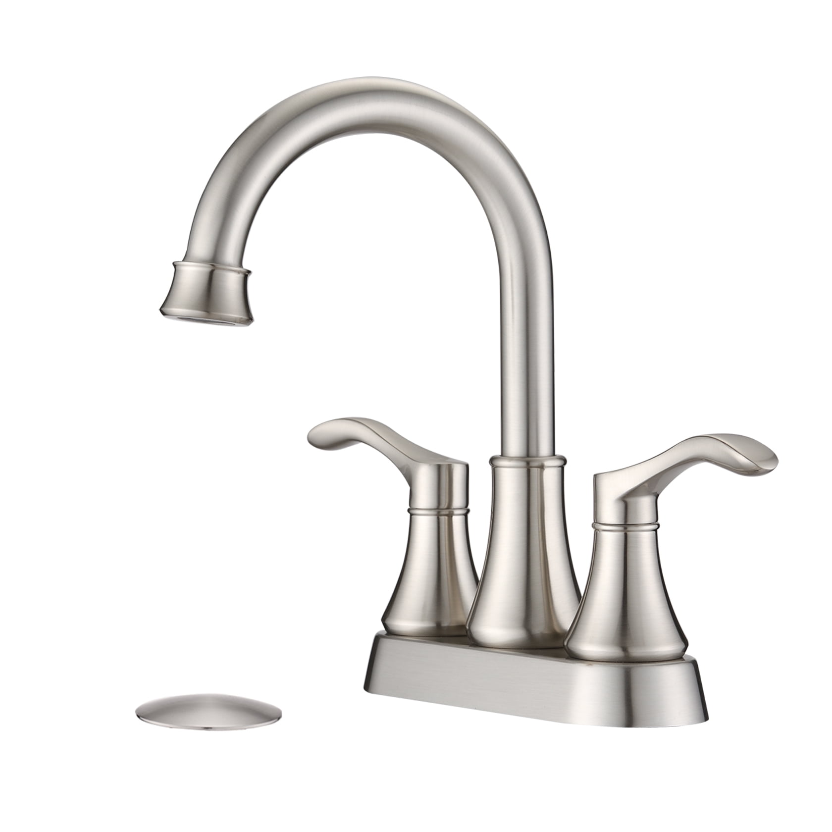 PDPBath Brushed Nickel Centerset 4 Inch Bathroom Sink Faucet 2 Handle