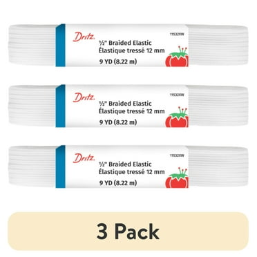 (3 pack) Dritz 1/2" Sewing & Crafting Braided Elastic Value Pack White 9 Yards