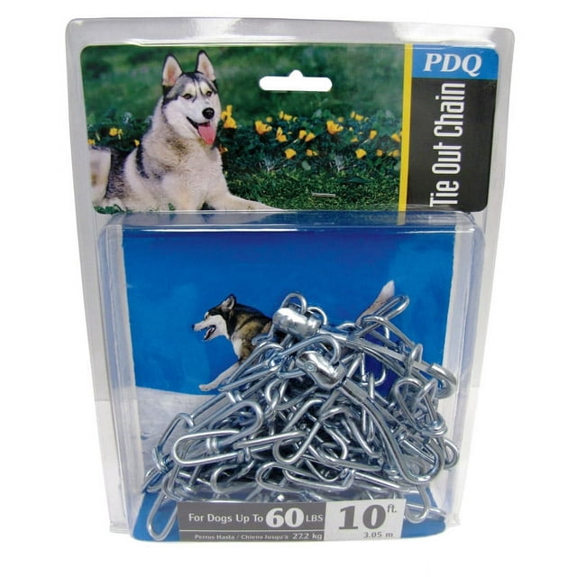 PDQ Silver Steel Dog Tie Out Chain Large