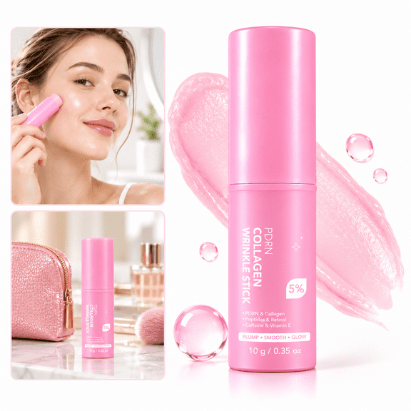 PDRN Collagen Multi Balm Stick, Hydrating Face Moisturizer with Peptides & Retinol, Multi-Use Skincare Balm for Cheeks, Lips and Neck, Dewy-Looking Finish, 10g, Pink