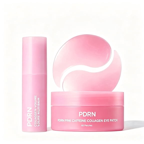 PDRN Pink Caffeine Collagen Eye Patch & Multi‑Balm Stick Set, Hydrating Under Eye Mask for Dark Circles, Puffiness & Fine Lines