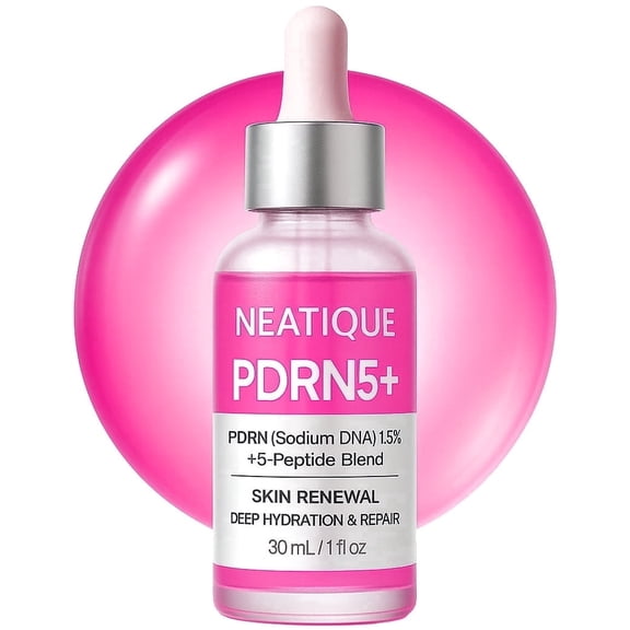 PDRN Serum by Neatique, PDRN (Sodium DNA) 1.5% + 5-Peptide Blend, Hydrating Face Serum, Moisture Barrier Support, Smooth & Plump-Looking Skin, Lightweight Essence, 1 fl oz (30 mL)