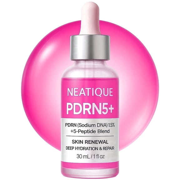 PDRN Serum by Neatique, PDRN (Sodium DNA) 1.5% + 5-Peptide Blend, Hydrating Face Serum, Moisture Barrier Support, Smooth & Plump-Looking Skin, Lightweight Essence, 1 fl oz (30 mL)