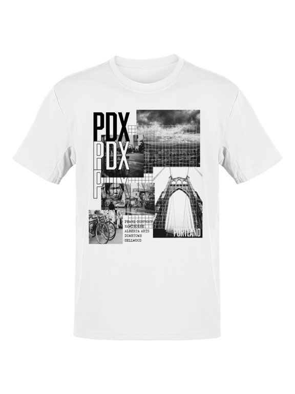 PDX Portland Cityscape Collage Men's White T-shirt