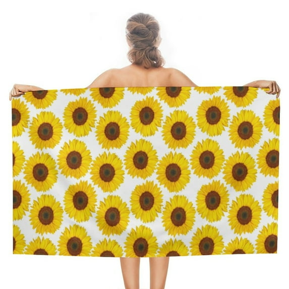 PDations Sunflower Print Beach Towel Beach Towels Oversized Microfiber Quick Dry Thin Super Absorbent Pool Beach Wrap for Travel Swimming Bath Camping Yoga Girls Women Adults 30×60 in
