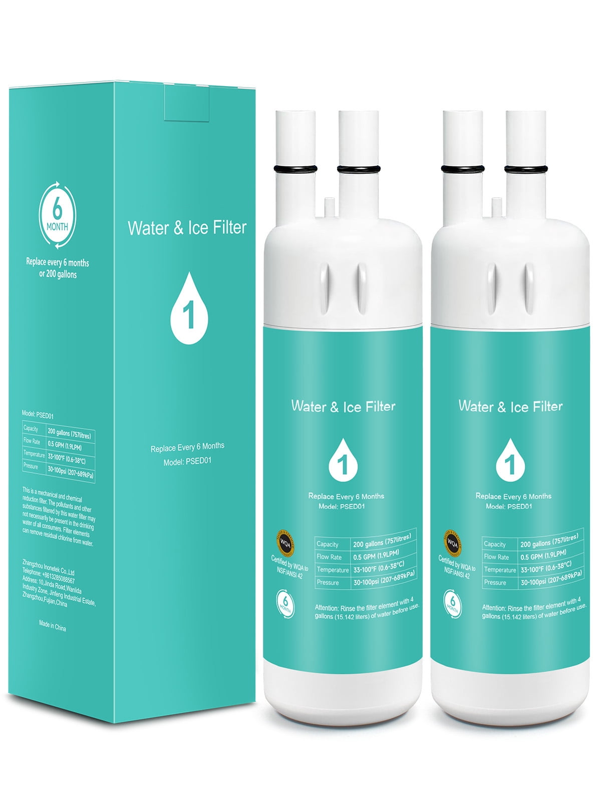 EDR1RXD1 W10295370A Water Filter 1 Replacement Compatible with Refrigerator Everydrop 1 P8RFWB2L P4RFWB 46-9081 46-9930 W10295370 P8WB2L P5WB2L Ice Filters, 2-Pack