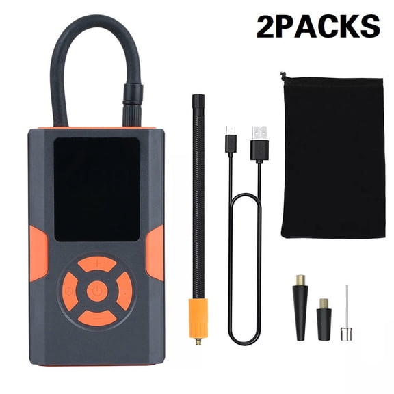 PDstation 2Pcs MQ01 Tire Inflator Portable Air Compressor, 5000mAh 150 PSI Air Compressor for Car Tires with Screen Display, Fast Inflation Portable Bike Pump for Car, Motorcycle, Bike, Ball