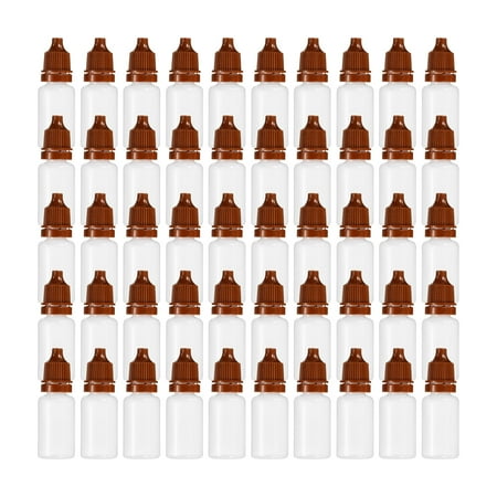 PE 10ml Liquid Dropper Bottle Eye Dropper Container with Cap, Coffee 50 Pack