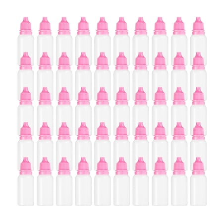 PE 15ml Liquid Dropper Bottle Eye Dropper Container with Cap, Pink 50 Pack