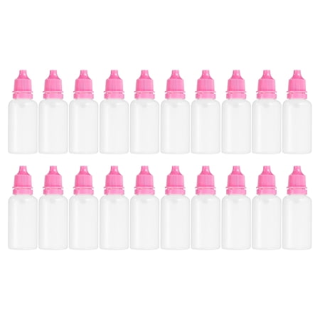 PE 20ml Liquid Dropper Bottle Eye Dropper Container with Cap, Pink 20 Pack