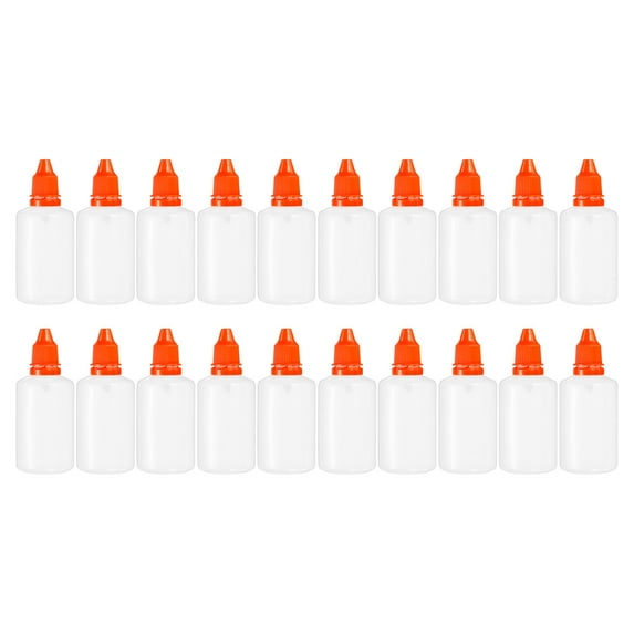 PE 50ml Liquid Dropper Bottle Eye Dropper Container with Cap, Orange 20 Pack