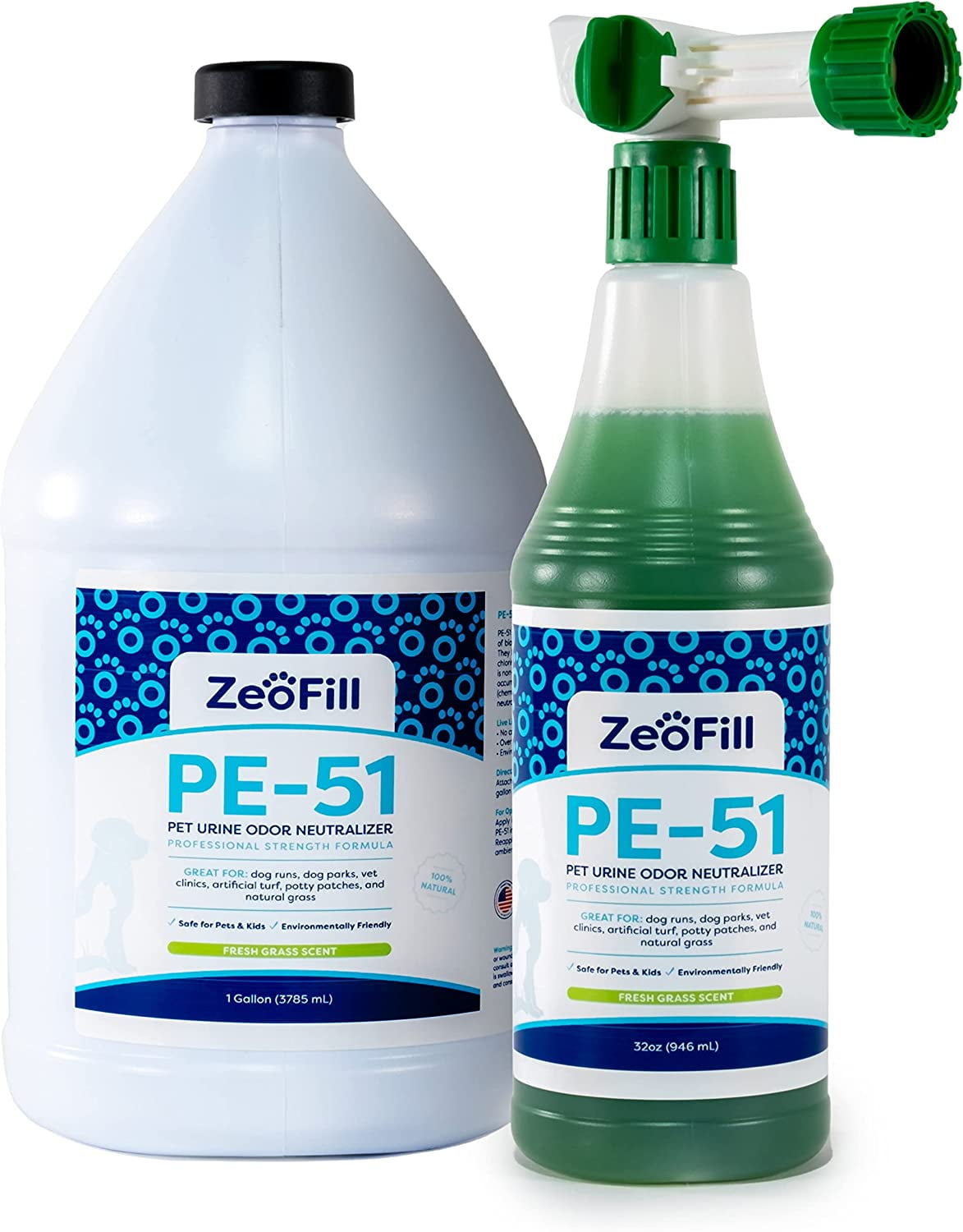 PE51 Economy Pack 1 Gallon & 32oz Garden Hose Spray Bottle Pet Urine, Pet Odor, & Yard Odor