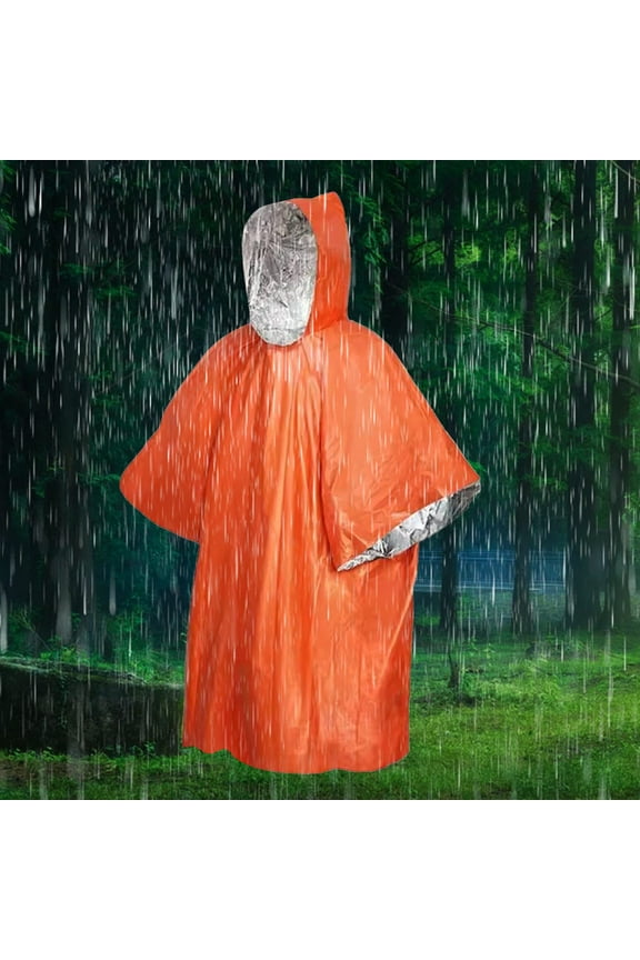 PE Aluminum Film Emergency Raincoat for Hiking, Camping, and Travel, Windproof Waterproof Cape with Large Coverage for Outdoor Use and Emergency Shelters