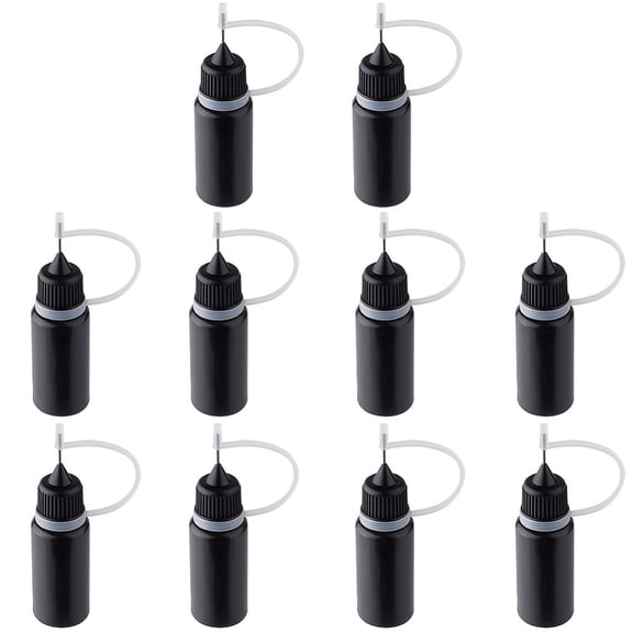 PE Black Tip Applicator Bottles 10ml Precision Needle Tip Applicator Bottles Glue Bottle Squeeze Bottle for UV Resin Glue Artwork Black 2.1x7.5cm