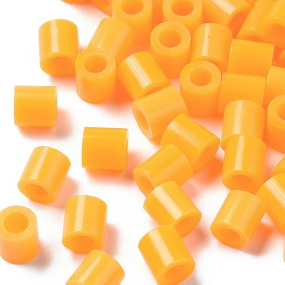 PE Fuse Beads DIY Melty Beads Tube Orange 5x5mm Hole: 3mm about 8000pcs/500g