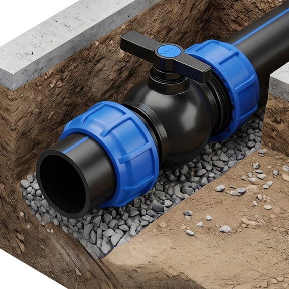 PE Pipe Push-to-Connect Ball Valve for Garden Irrigation System Home Plumbing Water Line Flow Control with Leak-Proof Seal and Weather-Resistant Construction 4.3" Length