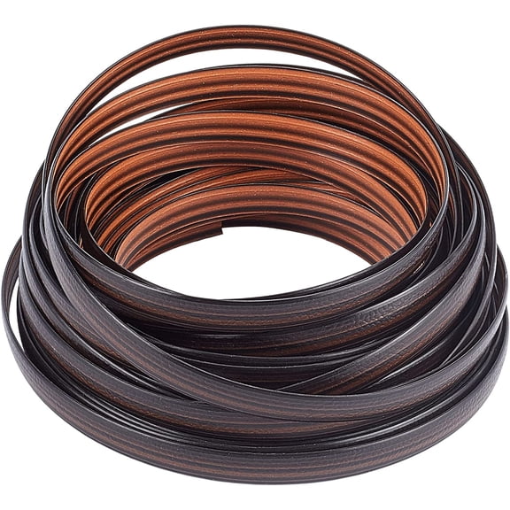 PE Plastic Imitation Rattan Wicker Solid Weaving Material for DIY and Furniture Knitting Flat with Stripe Pattern Coconut Brown 8x1.2mm 10m/roll DIY