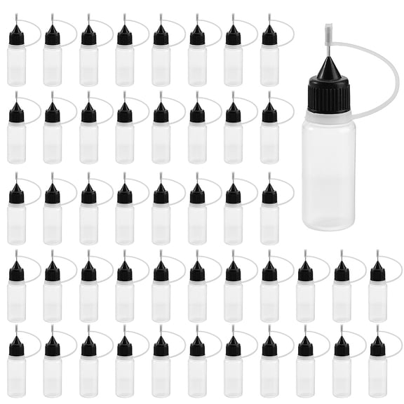 PE Plastic PE Tip Applicator Bottles Empty Refillable Squeeze Bottles for Tattoo Liquid Clear 2.05x7.7cm Capacity: 10ml(0.34fl. oz) DIY