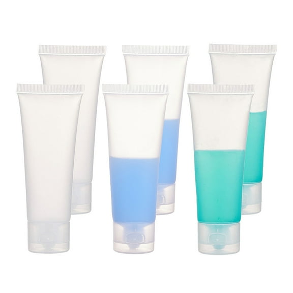 PE Plastic Refillable Flip Top Cap Bottles with PP Plastic Lids Travel Portable Squeeze Makeup Hoses Facial Cleanser Tube Face Cream Container White 11.6x2.9cm Capacity: 50ml