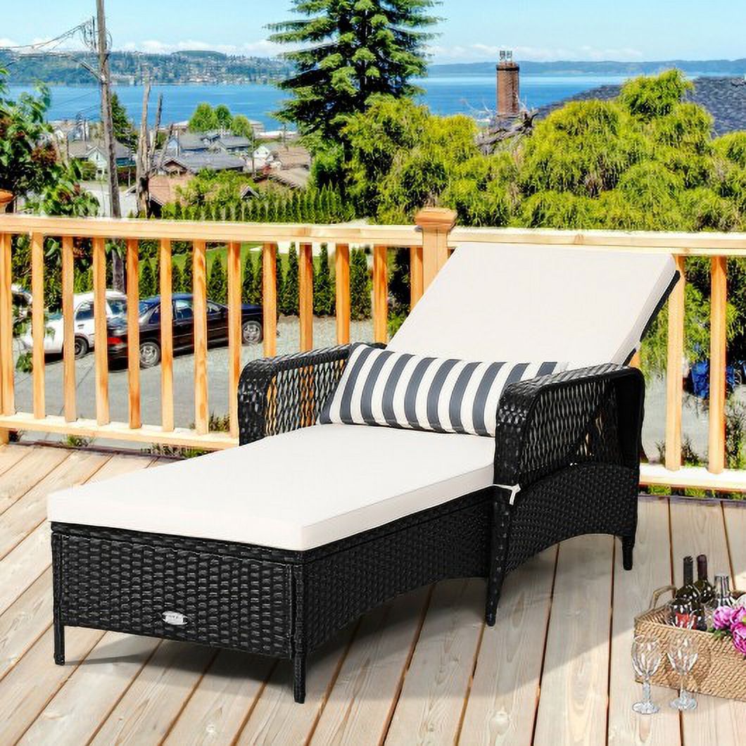 PE Rattan Armrest Chaise Lounge Chair with Adjustable Pillow - image 1 of 3