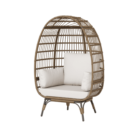 RONSHIN PE Rattan Egg Chair Oversized, Waterproof UV Resistant Patio Lounge Chair with Removable Cushions, Wicker Chair for Indoor Outdoor Garden