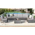 thumbnail image 1 of PE Rattan & Iron U-Shaped 7-Piece Sofa Set with Glass Table – Gray Gradient Rattan, Light Gray Cushions, Foam Padding for Ultimate Outdoor Comfort, 1 of 1