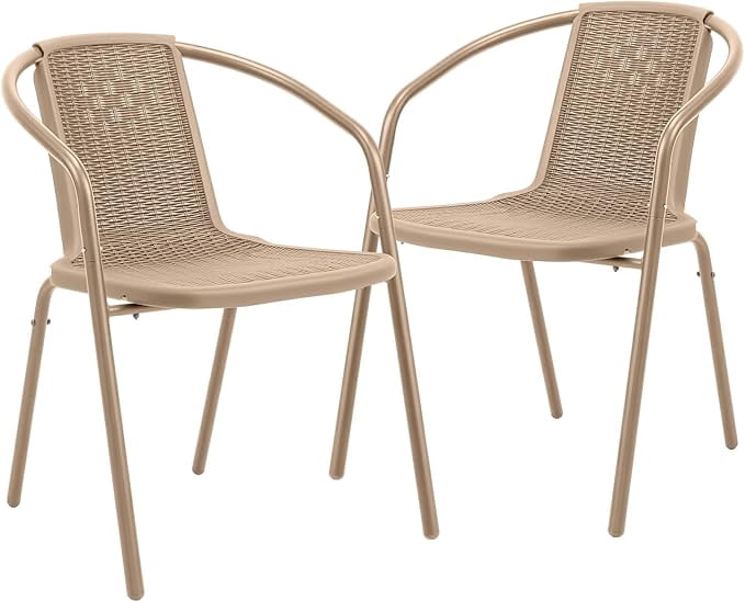 PE Rattan Outdoor Dining Chairs Set , Plastic Stackable Patio Chairs ...