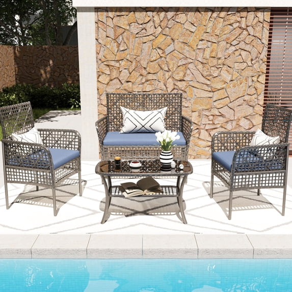 PE Rattan Set / Removable Cushions & Hassle-Free Assembly / Garden and Outdoor Leisure