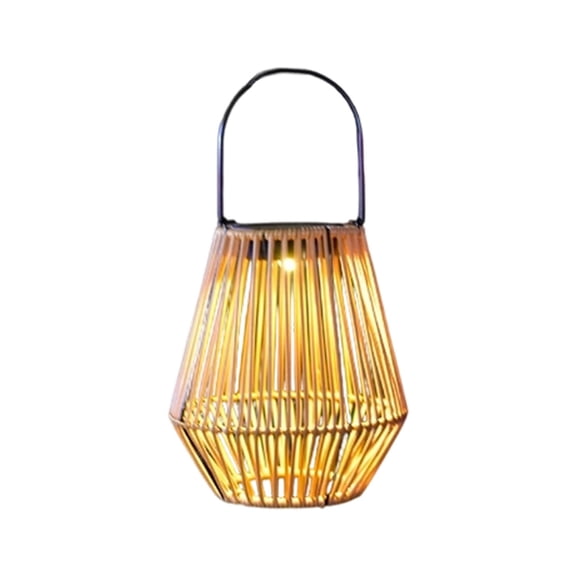 PE Solar Woven Garden Hanging Light With Warm LED Glow For Patio Yard And Outdoor Decor Offering Durable Weatherproof Construction Yellow