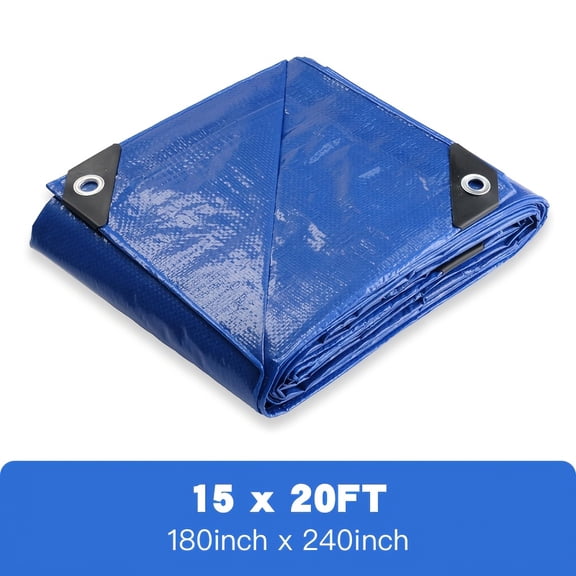 PE Tarps 5mil Blue Canvas Camping Site RV Picnic Waterproof Rainy Season Insulation, 10*15/15*20/20*30ft