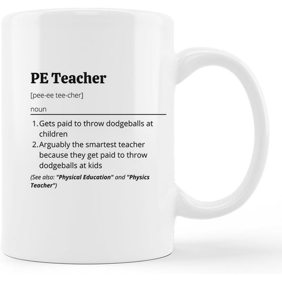 PE Teacher Definition Physical Education Minimalist Ceramic Mug-11oz Coffee Milk Tea Mug Cup with Handle,PE Teacher Appreciation Gifts,Thank You Gifts for Teacher,End of Year Gifts for PE Teachers