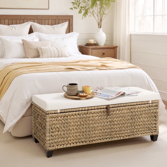 43.3" W Upholstered Flip Top Storage Bench for Indoor, Porch, Deck, Yard, Poolside