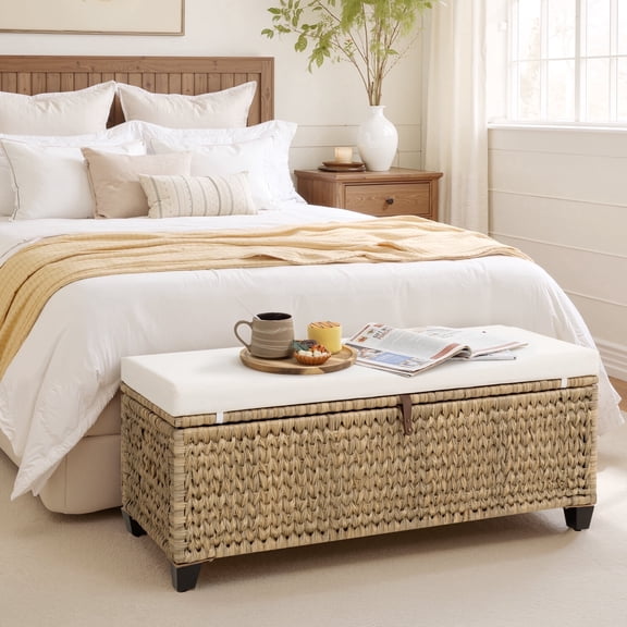 43.3" W Upholstered Flip Top Storage Bench for Indoor, Porch, Deck, Yard, Poolside