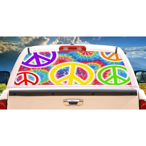 PEACE Rear Window Graphic back truck decal suv view thru vinyl