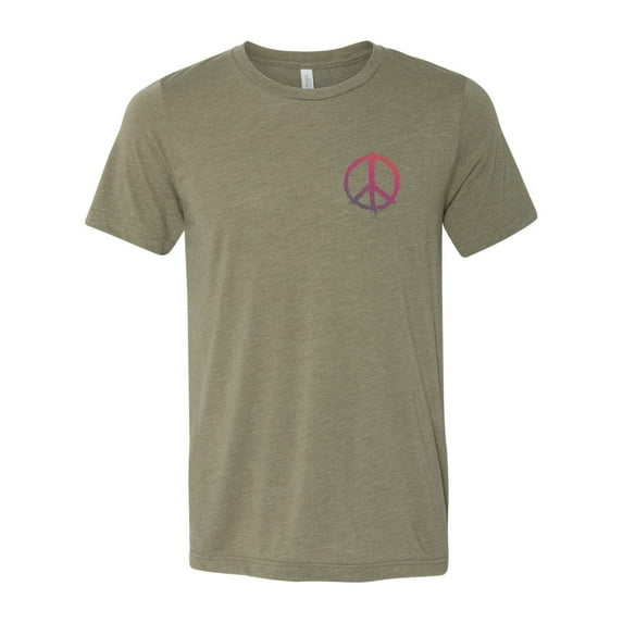 "PEACE SIGN, HIPPIE, GOOD TIMES, Vintage T SHIRT, Sublimation T, Retro TEE, Heather Olive, MEDIUM"