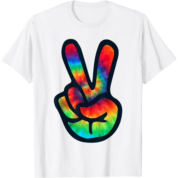 PEACE SIGN Hand Tie Dye T-Shirt | Hippies Christmas V Shirts