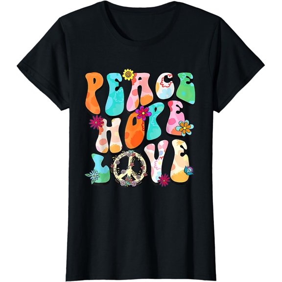 PEACE SIGN LOVE 60s 70s Tie Dye Hippie For Halloween T-Shirt