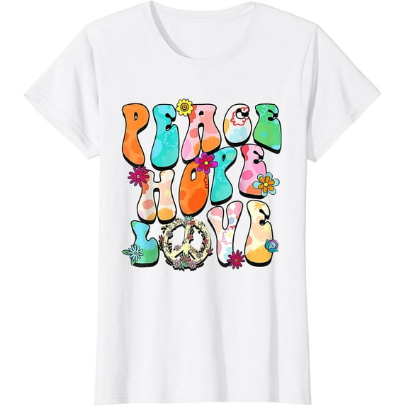 PEACE SIGN LOVE 60s 70s Tie Dye Hippie For Halloween T-Shirt
