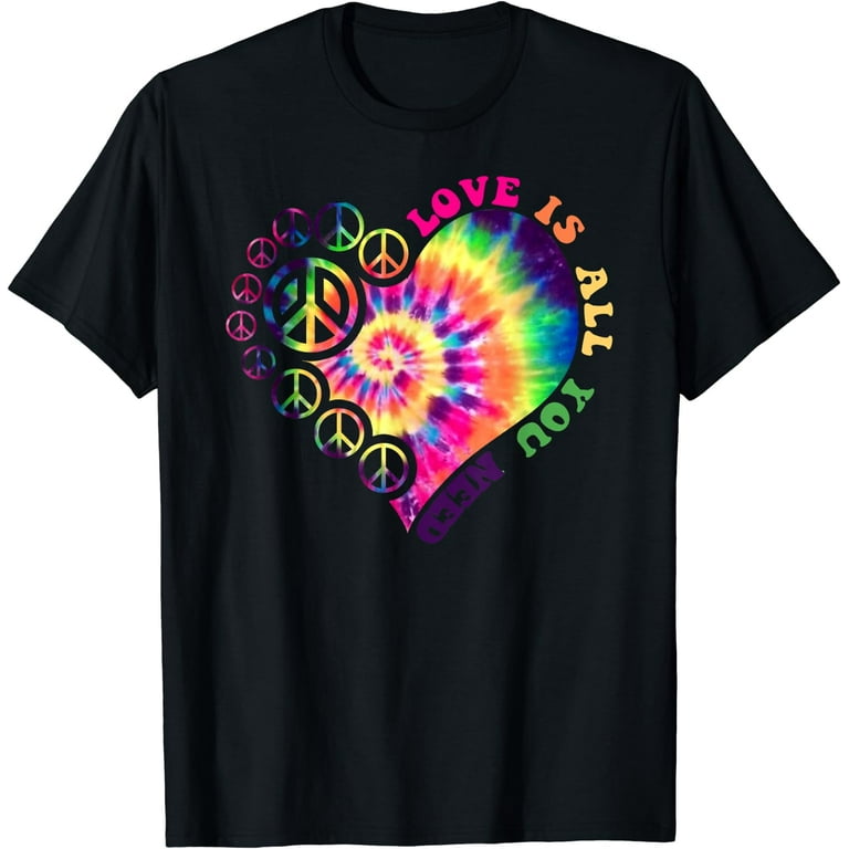 Hippie Peace T-Shirt 60s 70s Tie Dye Hippie Shirt Tee Gift Hippie Peace T-Shirt 60s 70s Tie Dye Hippie Shirt Tee Gift