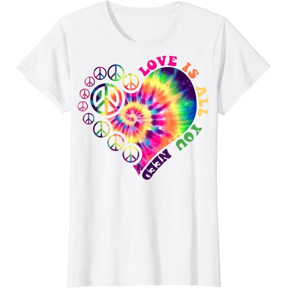 PEACE SIGN LOVE 60s 70s Tie Dye Hippie Halloween Costume T-Shirt