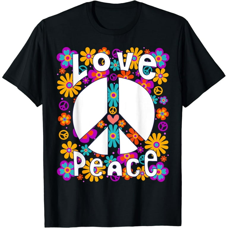 Hippie Peace T-Shirt 60s 70s Tie Dye Hippie Shirt Tee Gift Hippie Peace T-Shirt 60s 70s Tie Dye Hippie Shirt Tee Gift