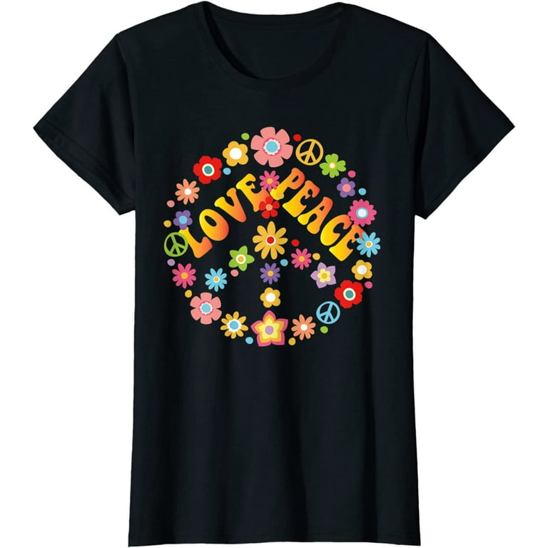 Hippie Peace T-Shirt 60s 70s Tie Dye Hippie Shirt Tee Gift Hippie Peace T-Shirt 60s 70s Tie Dye Hippie Shirt Tee Gift