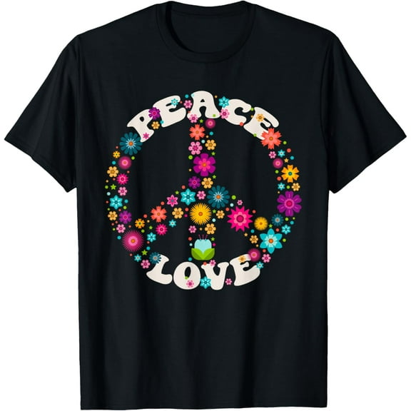 PEACE SIGN LOVE T Shirt 60s 70s Tie Dye Hippie Costume T-Shirt