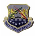 thumbnail image 1 of PEACE THROUGH STRENGTH 100th Bombardment Wing Patch – Plastic Backing, 1 of 1
