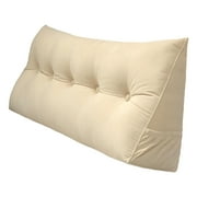 PEACHWELL Triangular Reading Bed Rest Pillow Large Bolster Cushion Headboard Backrest Wedge Pillow with Removable Cover and Two Large Side Pockets Beige King 78 Inches