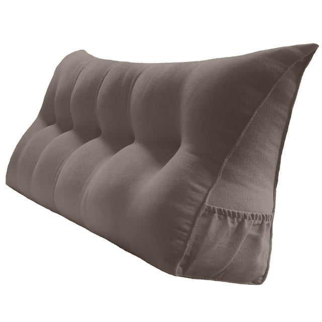 PEACHWELL Triangular Reading Bed Rest Pillow Large Bolster Cushion Headboard Backrest Wedge Pillow with Removable Cover and Two Large Side Pockets Cedar Brown California King 71 Inches