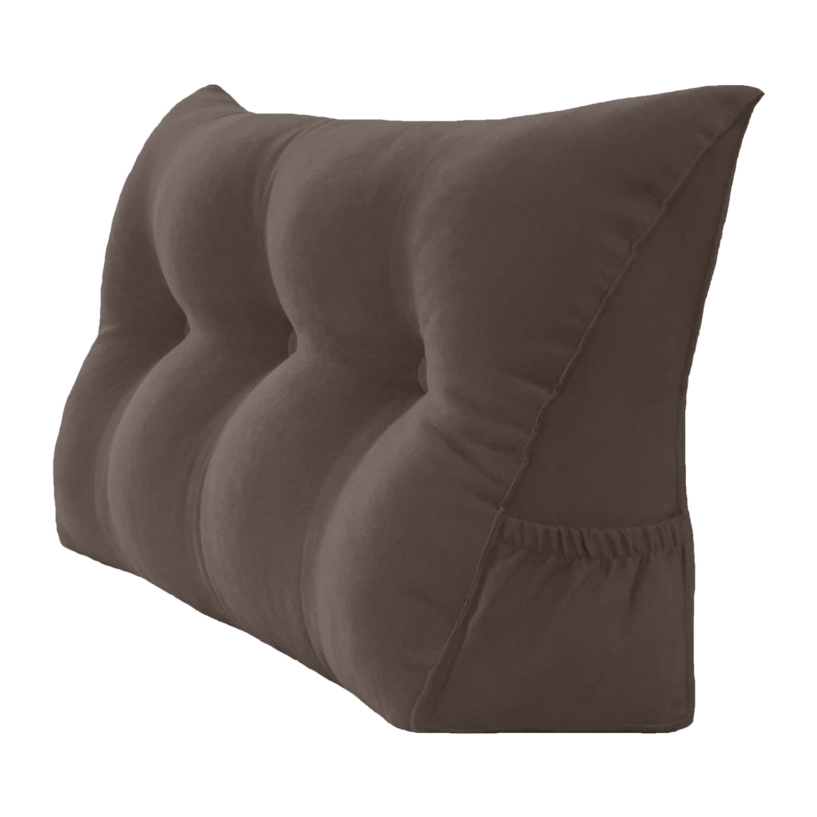 Cedar Brown Polyester Wedge Reading Pillow with Side Pockets