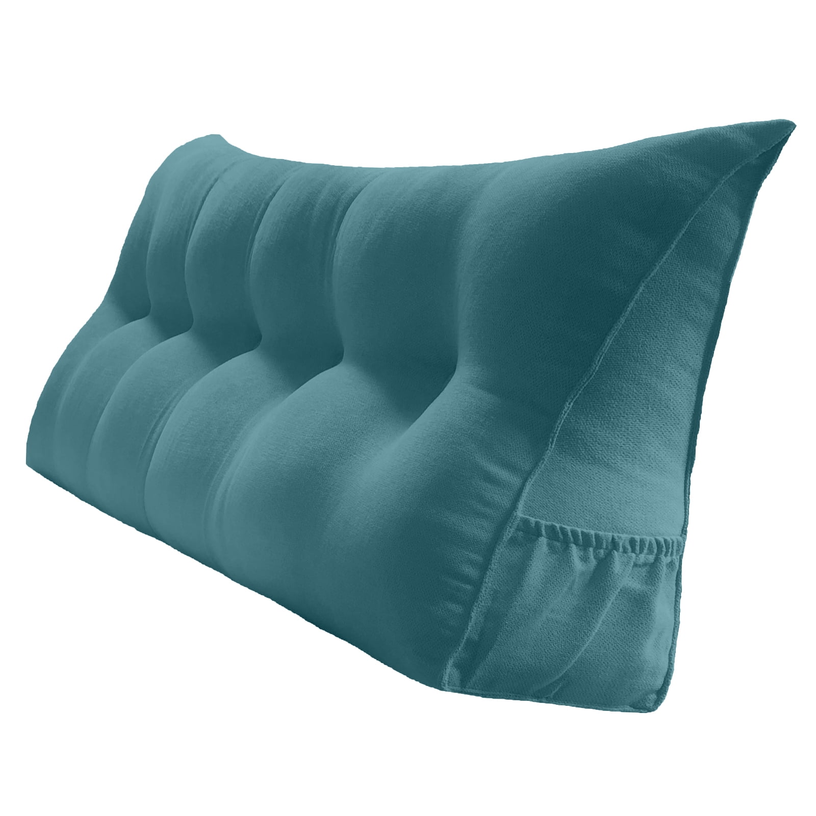 Teal Polyester Triangular Reading Bed Rest Pillow with Removable Cover